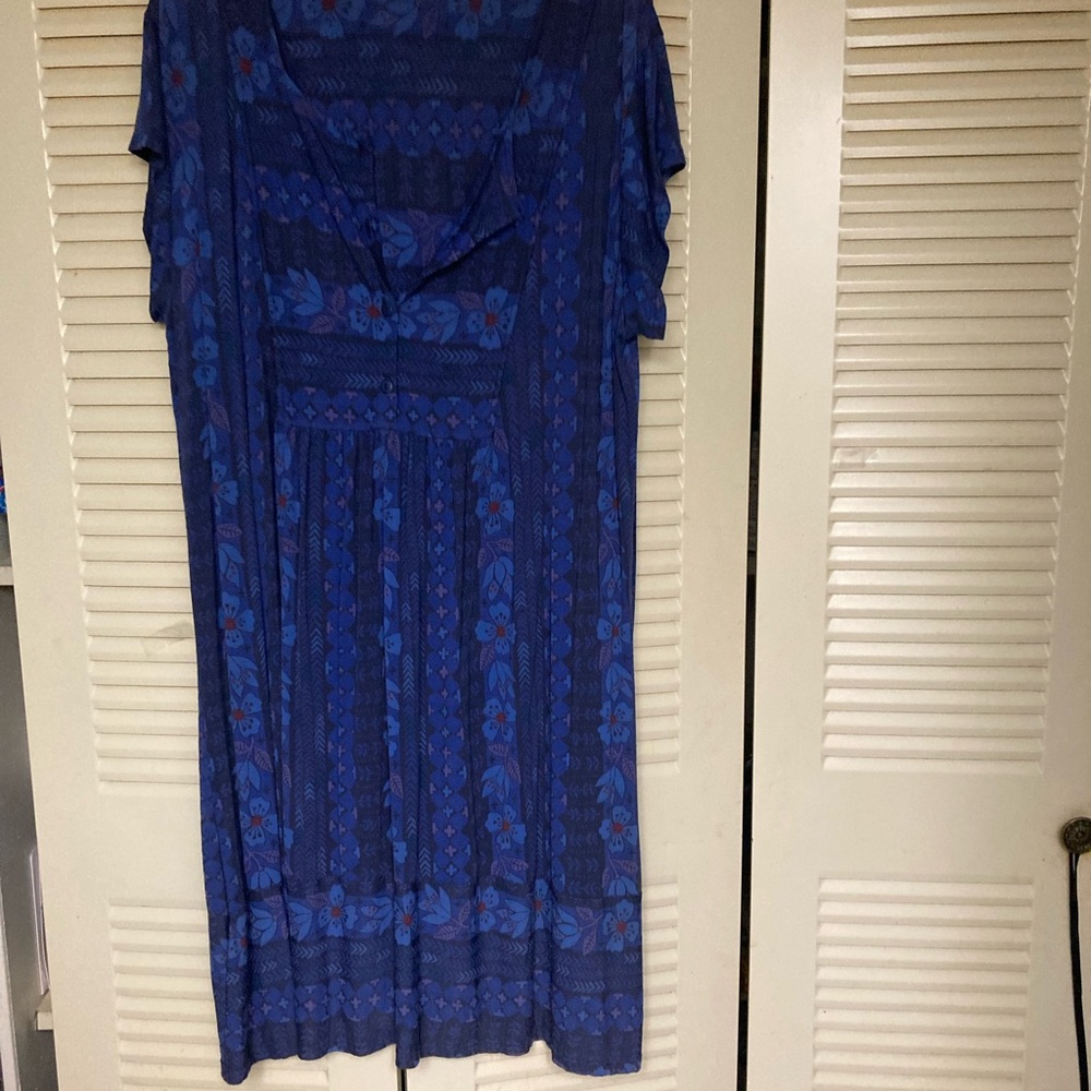 Gudrun Sjoden Blue Pleated Midi Dress with Tunic Sleeves
